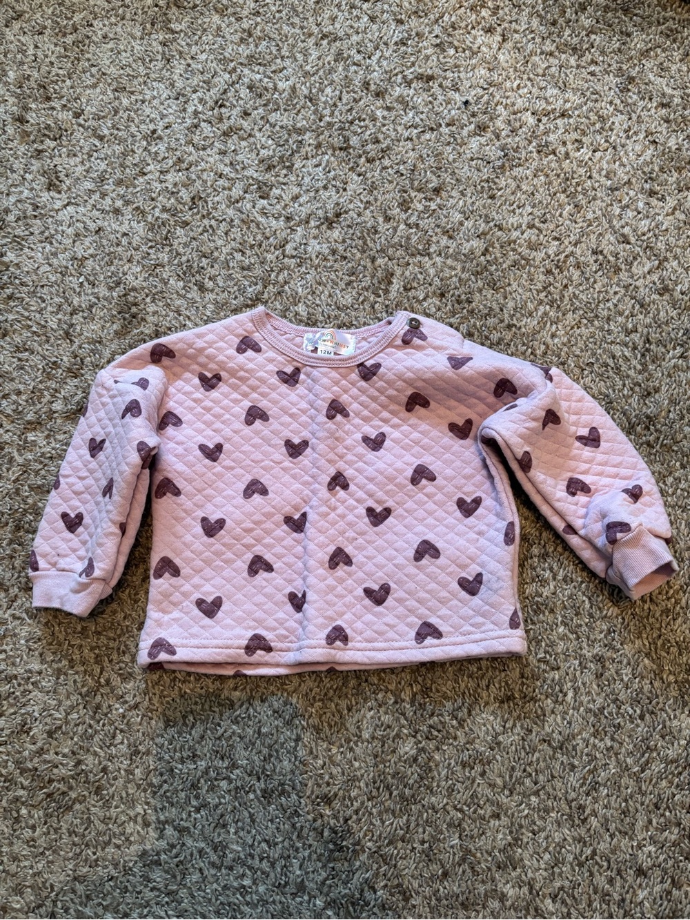 Quilted heart crew neck sweatshirt